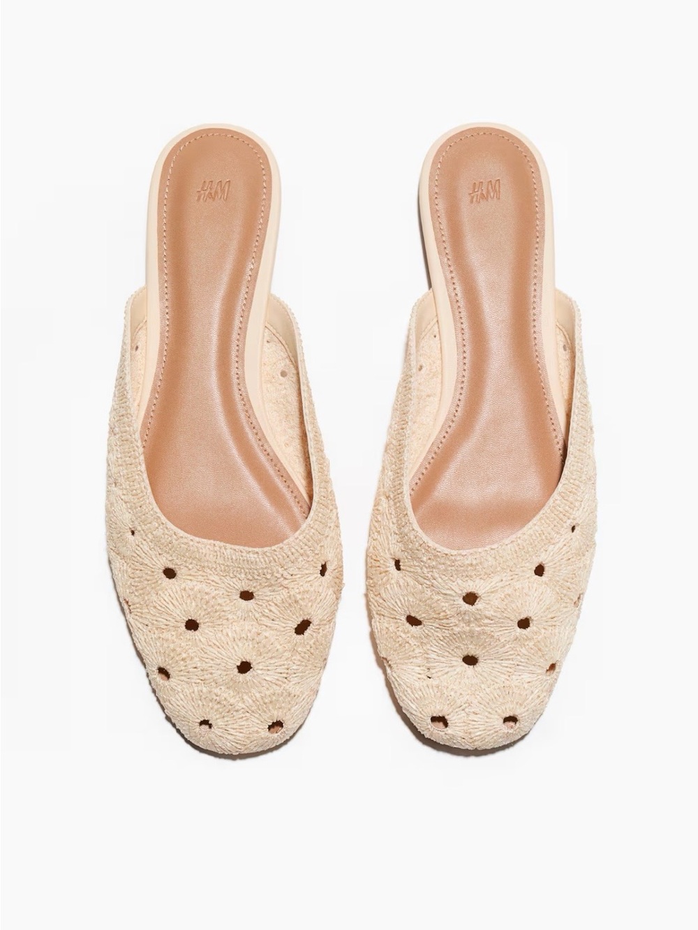 NWT H&M Straw Mary Jane Flats In Perforated Pattern (light Beige)NWT. Size 10